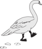 Goose Walking With Footprints Clip Art